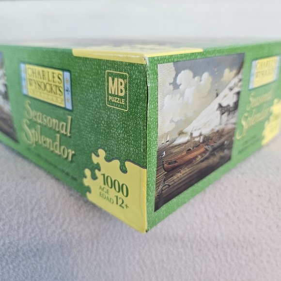 MB Puzzle Charles Wysocki Seasonal Splendor Feathered Critics 1000 PC Americana - Picture 7 of 11